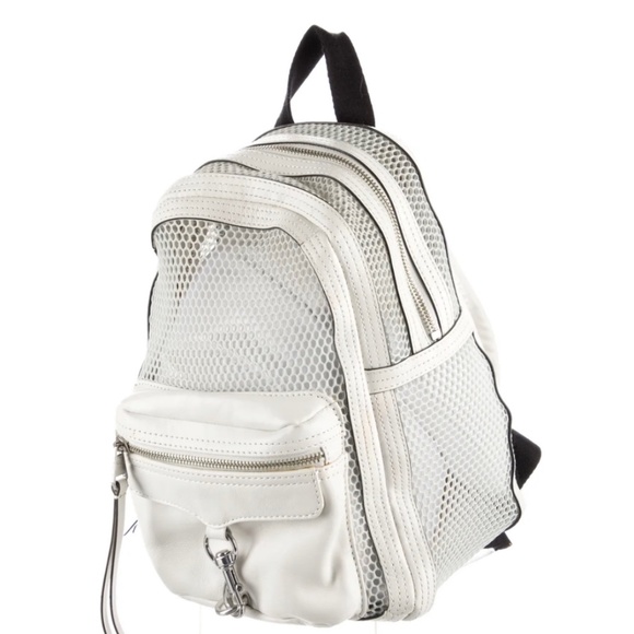 Rebecca Minkhoff Mesh White Leather Backpack - Picture 2 of 9